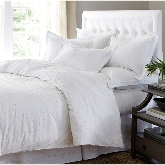 Ballard Designs Other - Ballard Design Colette French Knot Twin Sz Duvet Cover White 100% Cotton